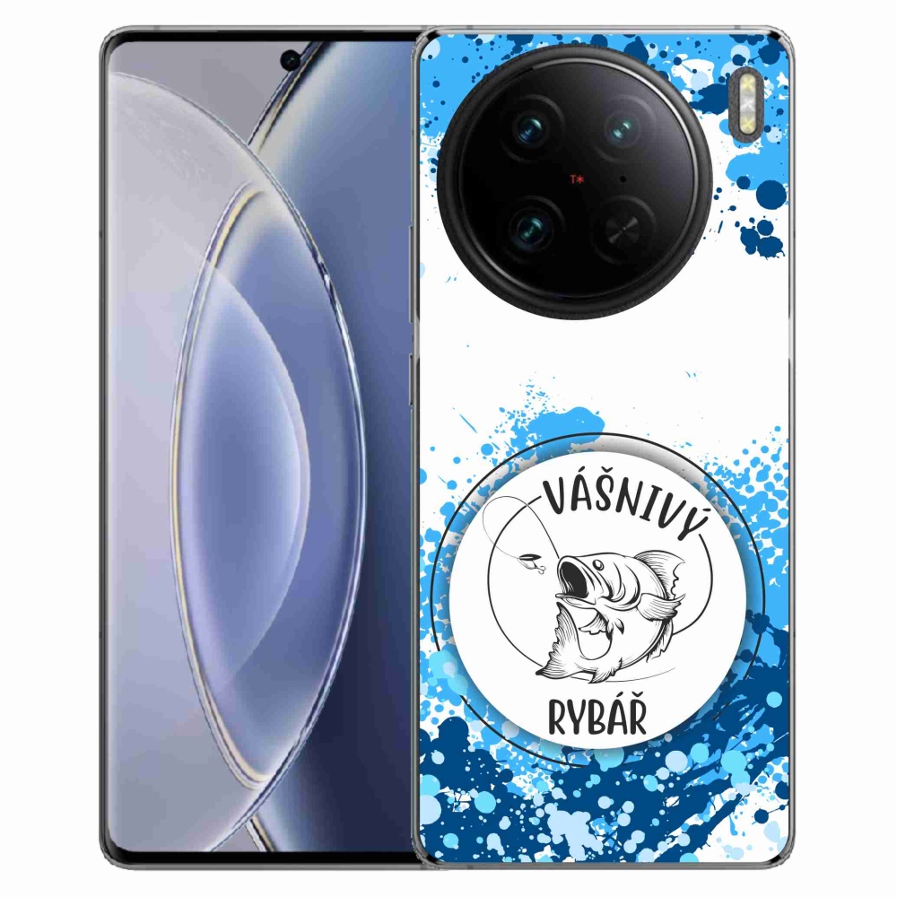 Gél borítás mmCase a Vivo X90 Pro-n - szenvedélyes halász fehér háttérrel