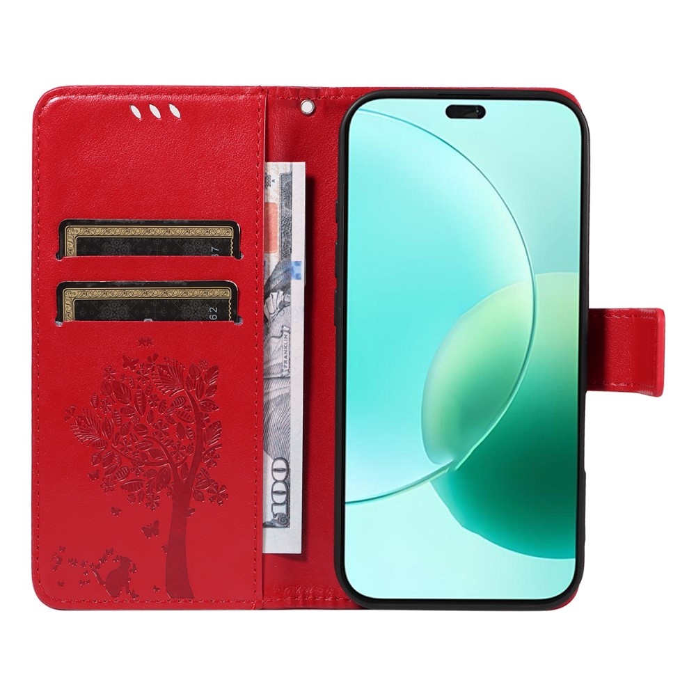 Fák könyvtáska Honor 400 Lite-hoz - piros