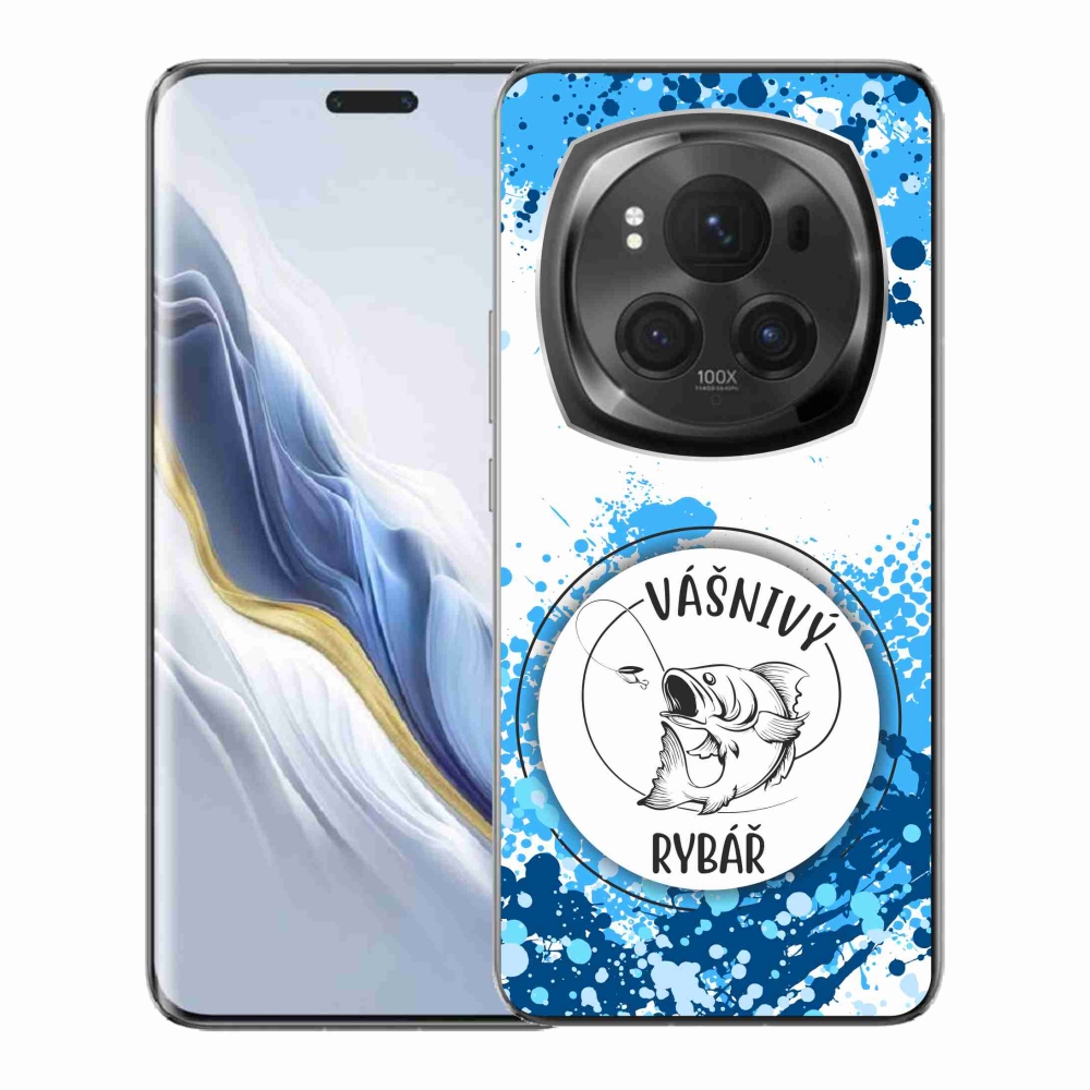 Gél borító mmCase a Honor Magic 6 Pro 5G számára - szenvedélyes halász fehér háttérrel