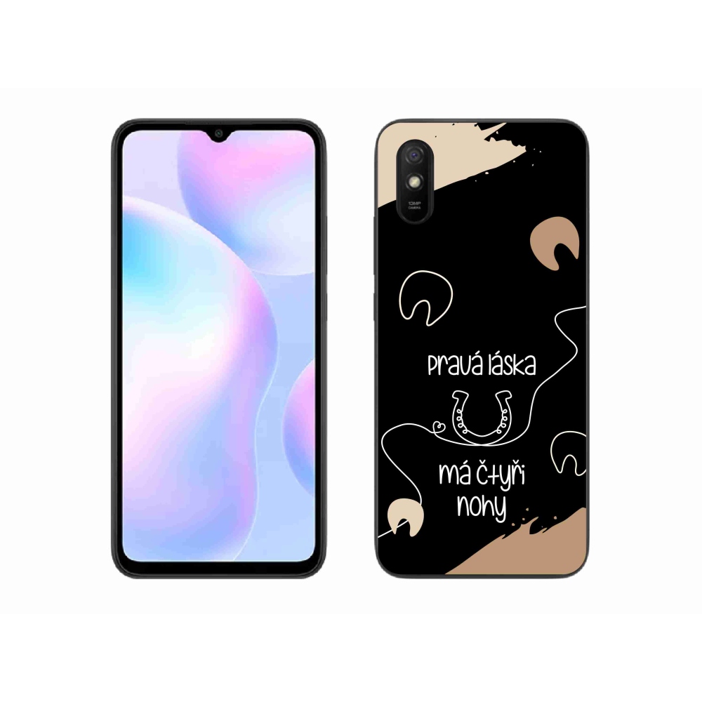 Gél borító mmCase a Xiaomi Redmi 9AT-hoz - ló motívum fekete háttérrel