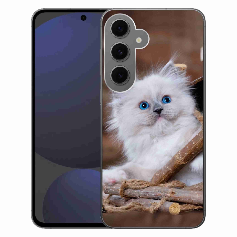 Gél védőhuzat mmCase Samsung Galaxy S24 FE készülékhez - fehér cica