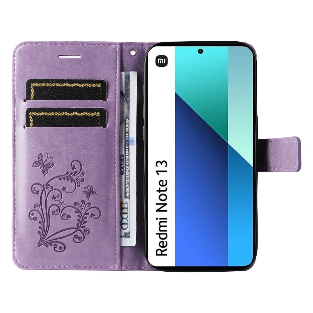 Nagy pillangó könyv tok Xiaomi Redmi Note 13-hoz - lila