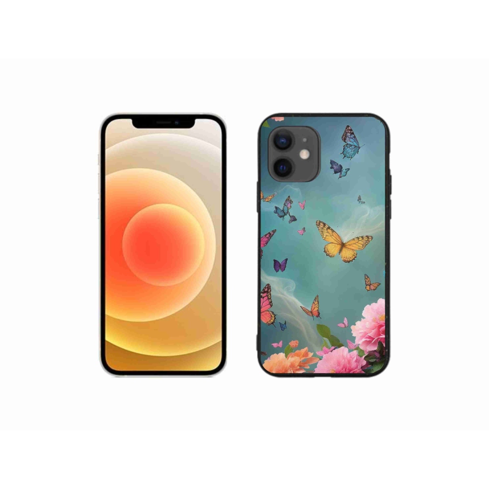 Gél borítás mmCase iPhone 12 mini készülékhez - színes virágok és pillangók