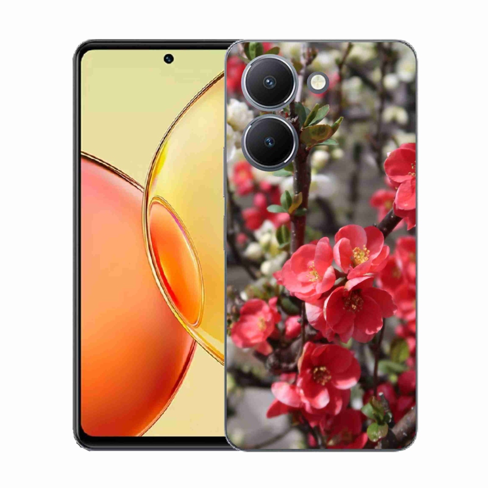 Zselés borítás mmCase a Vivo Y36-hoz - piros virágok