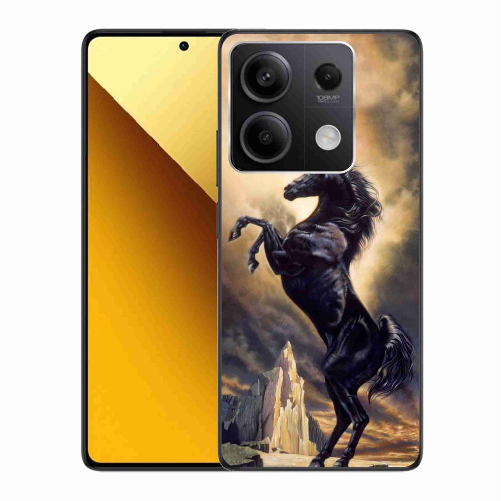 Gél borító mmCase a Xiaomi Redmi Note 13 5G-hez - fekete rajzfilm ló