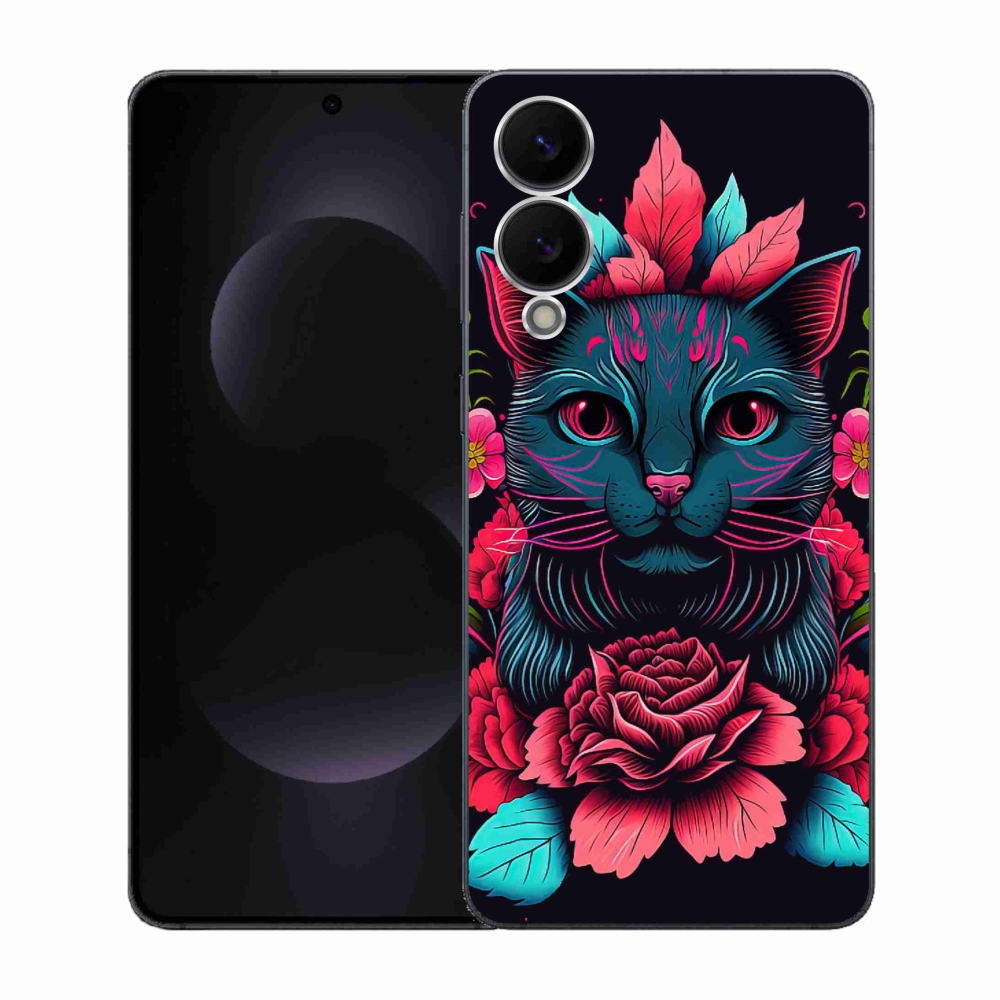 Gél borító mmCase Samsung Galaxy S25 Edge készülékhez - virágok és macska