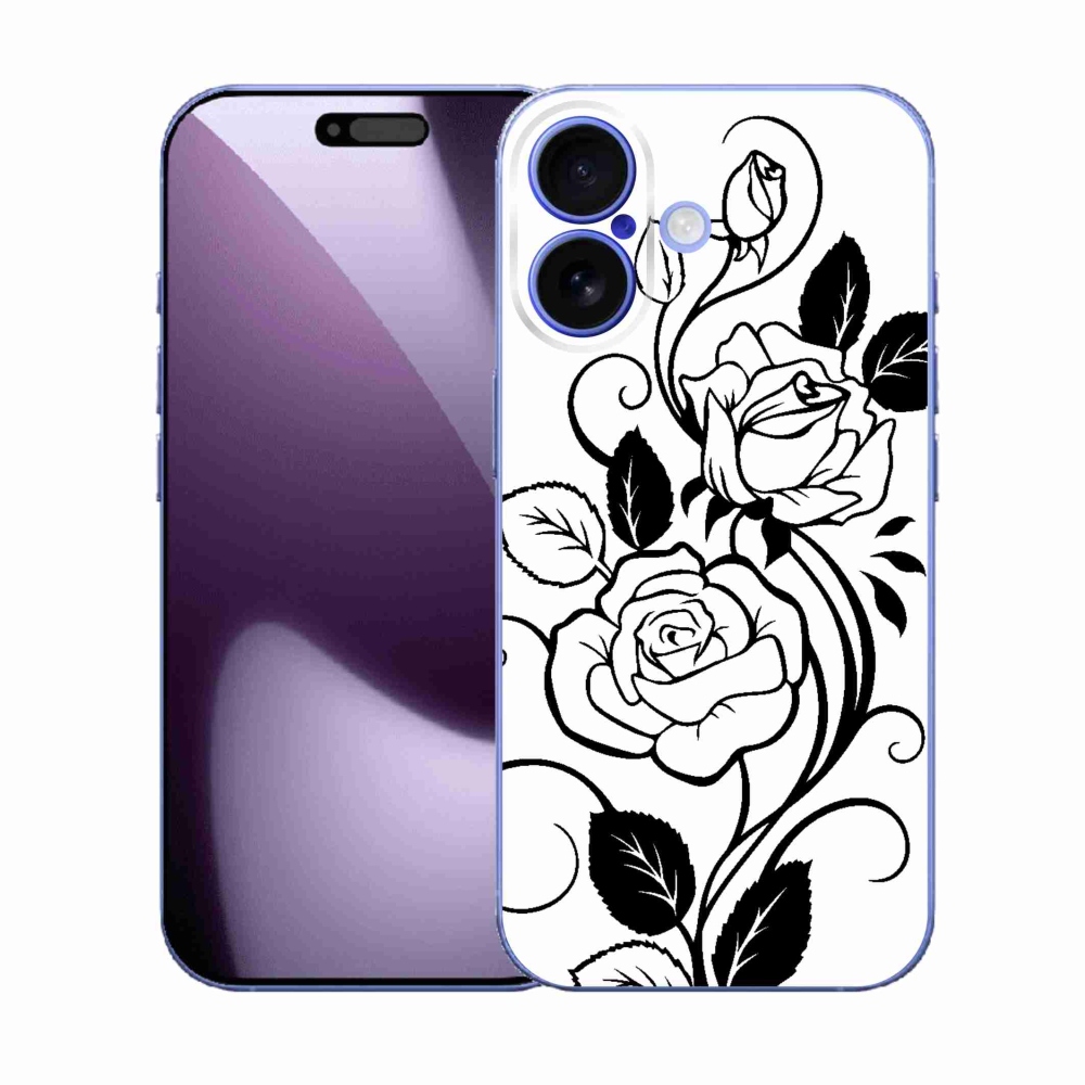 Zselés borítás mmCase iPhone 17 készülékhez - fekete és fehér rózsa