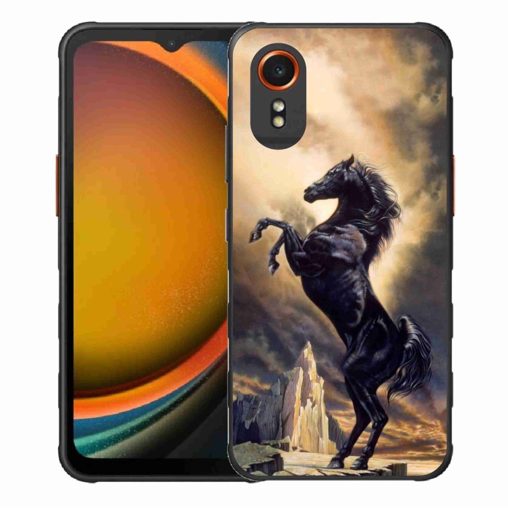Zselés borítás mmCase Samsung Galaxy Xcover 7 - fekete rajzfilm lóhoz