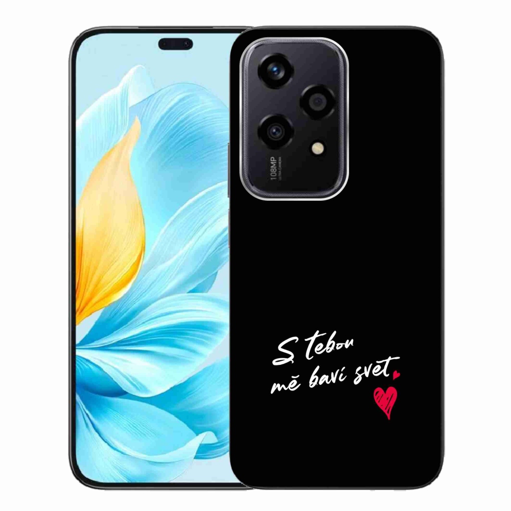 Gél borító mmCase a Honor 200 Lite 5G készülékhez - szerelmes szöveg 1 fekete háttér