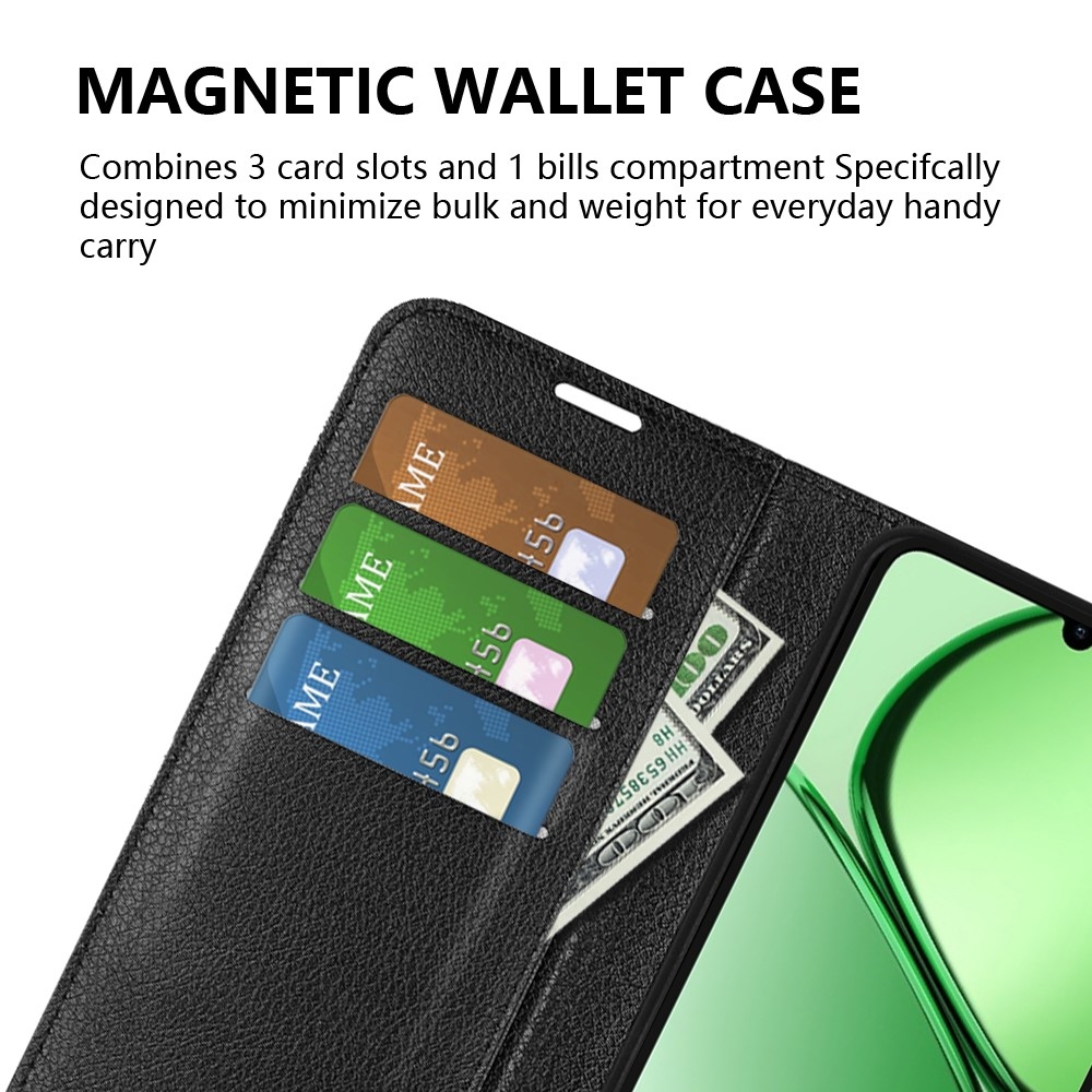 Litchi könyvtáska Realme C61/C63 készülékhez - fekete