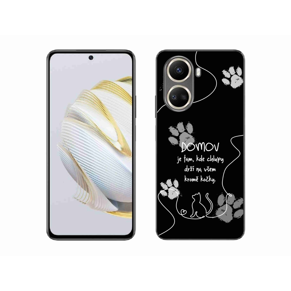 Gél borító mmCase a Huawei Nova 10 SE-hez - macska motívum fekete háttérrel