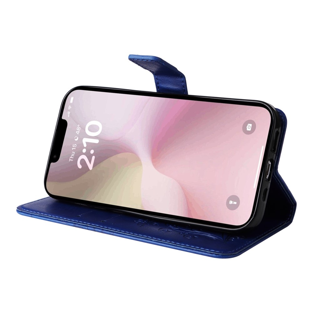 Nagy pillangó könyvtáska iPhone 16e készülékhez - kék