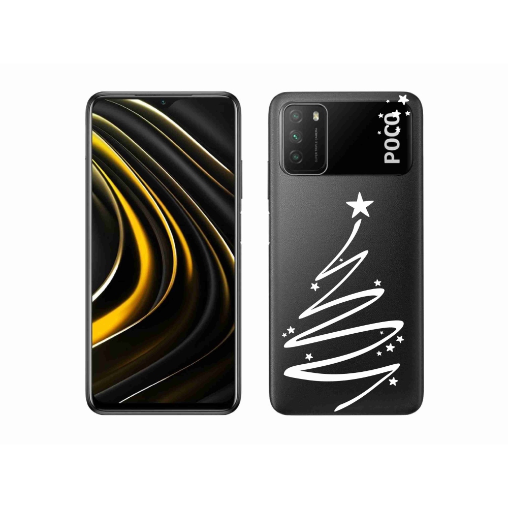 Gél borító mmCase a Xiaomi Poco M3-hoz - fehér fa átlátszó háttéren