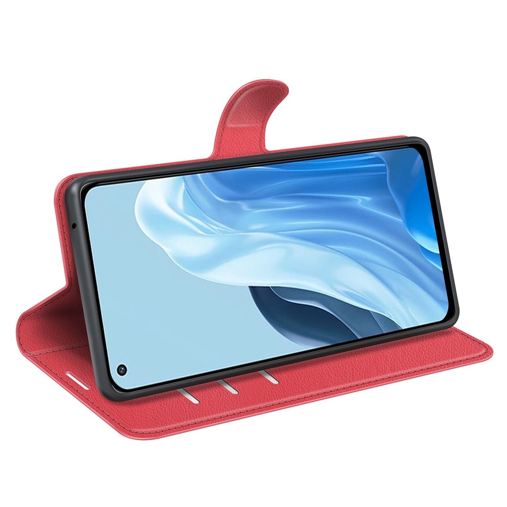 Litchi könyv tok Oppo Find X5 Lite-hoz - piros