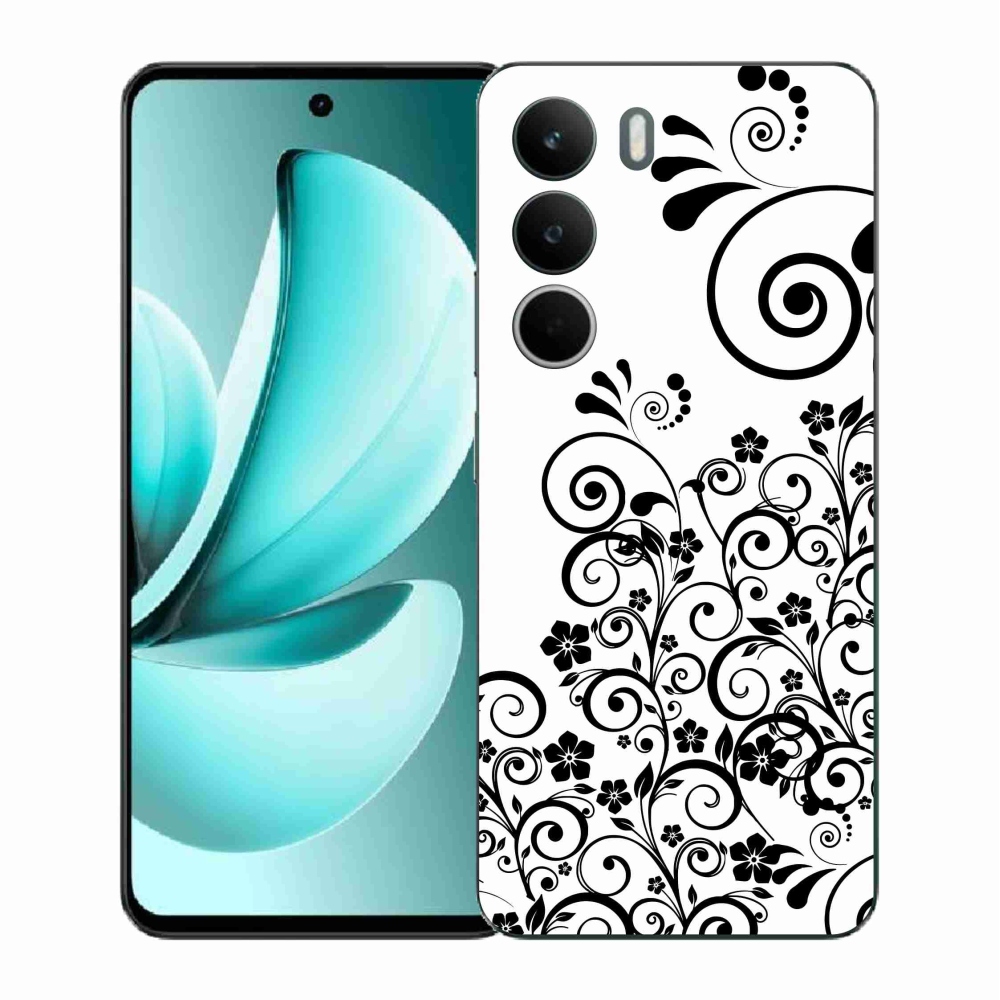 Gél borítás mmCase a Realme C71 készülékhez - fekete-fehér virágminták