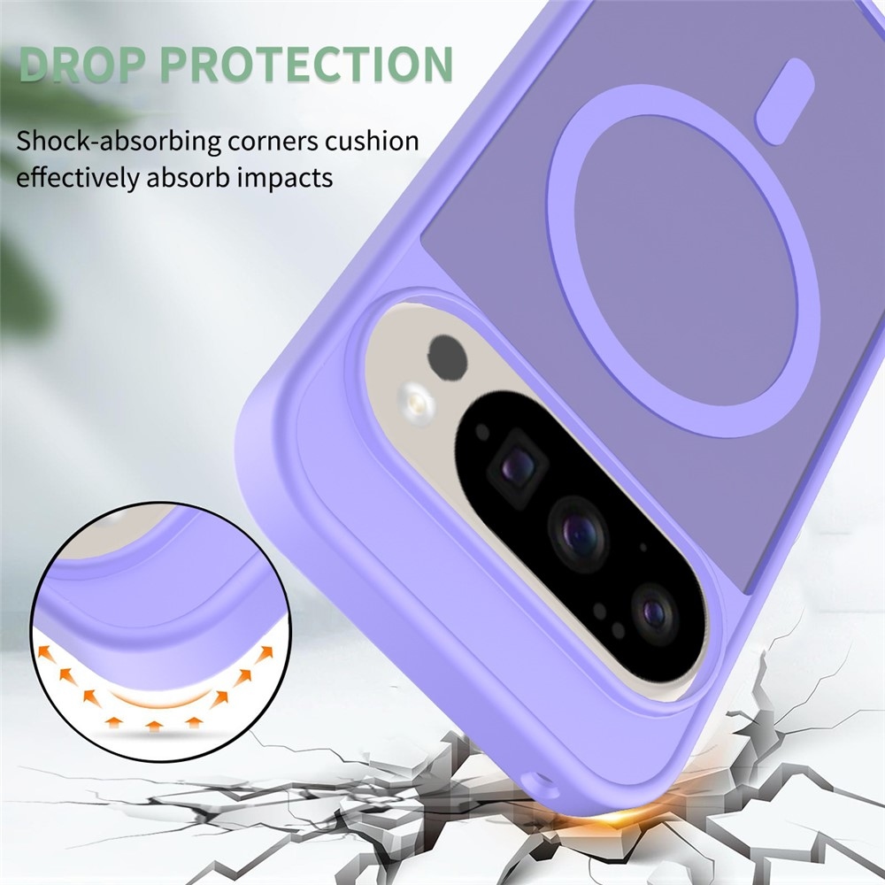 Bőr zselés tok fix hátlappal és MagSafe támogatással a Google Pixel 10 Pro/Pixel 10 készülékhez - lila