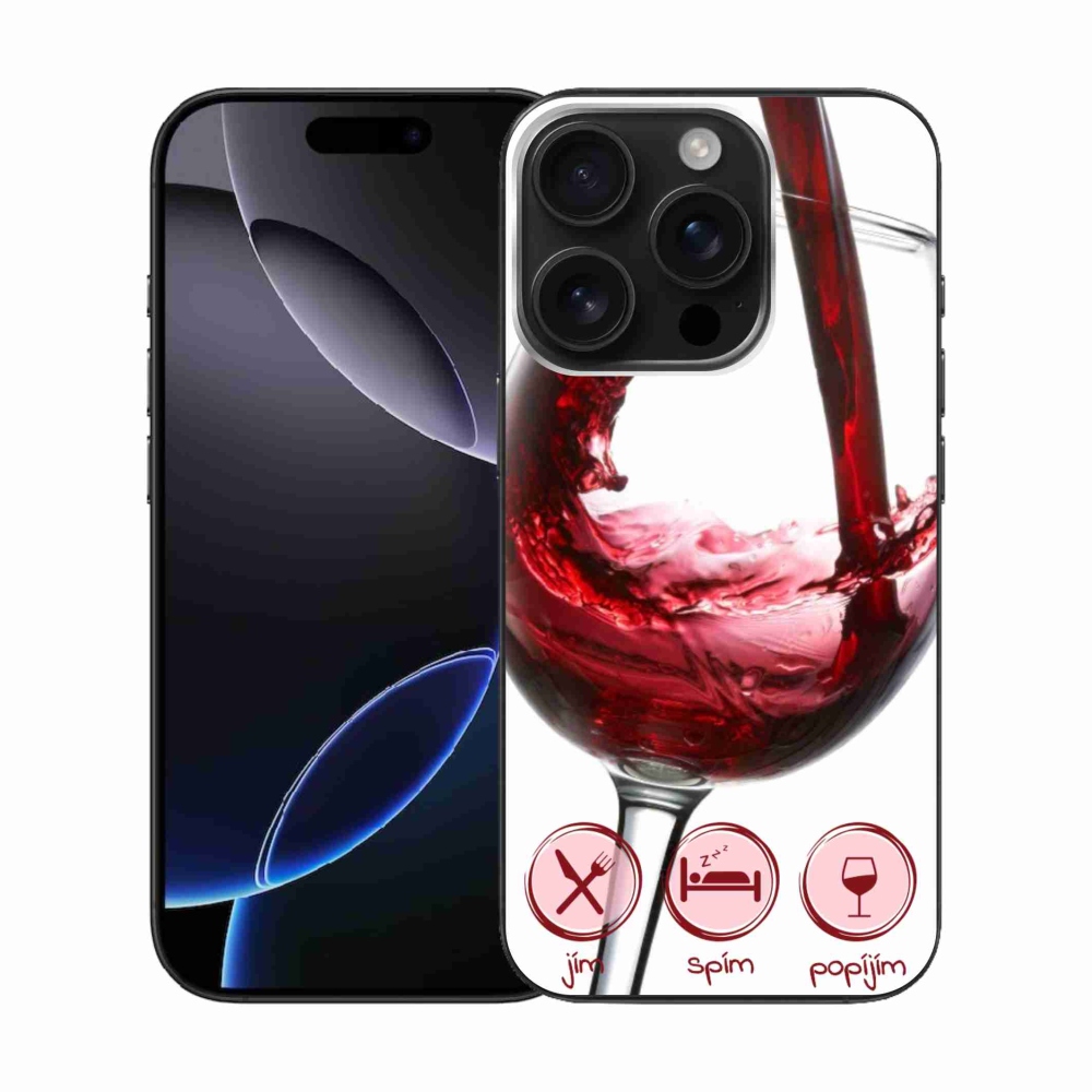 Gél tok mmCase iPhone 16 Pro készülékhez - borospohár piros