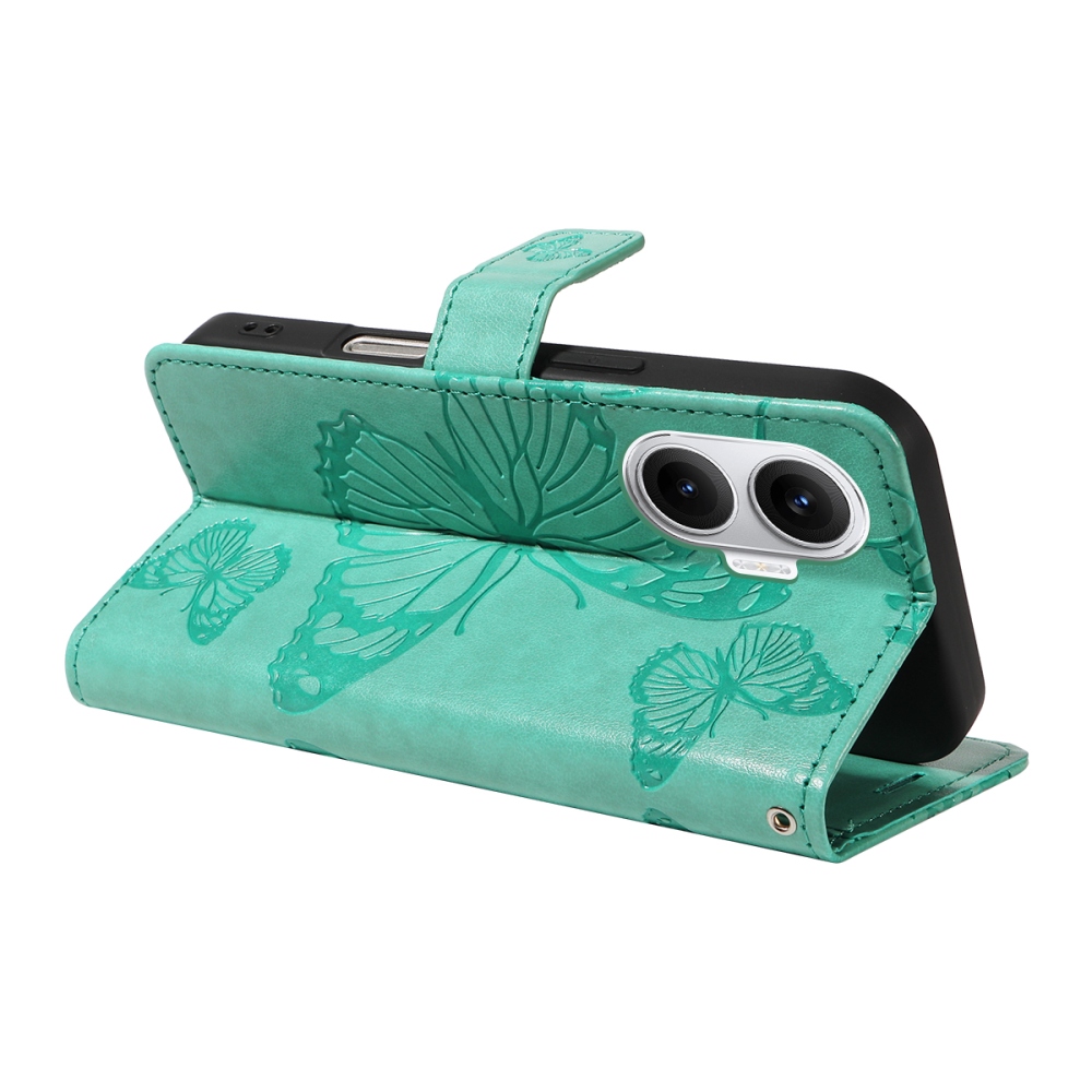 Nagy pillangó könyv tok a Xiaomi Poco F7 5G-hez - teal színű