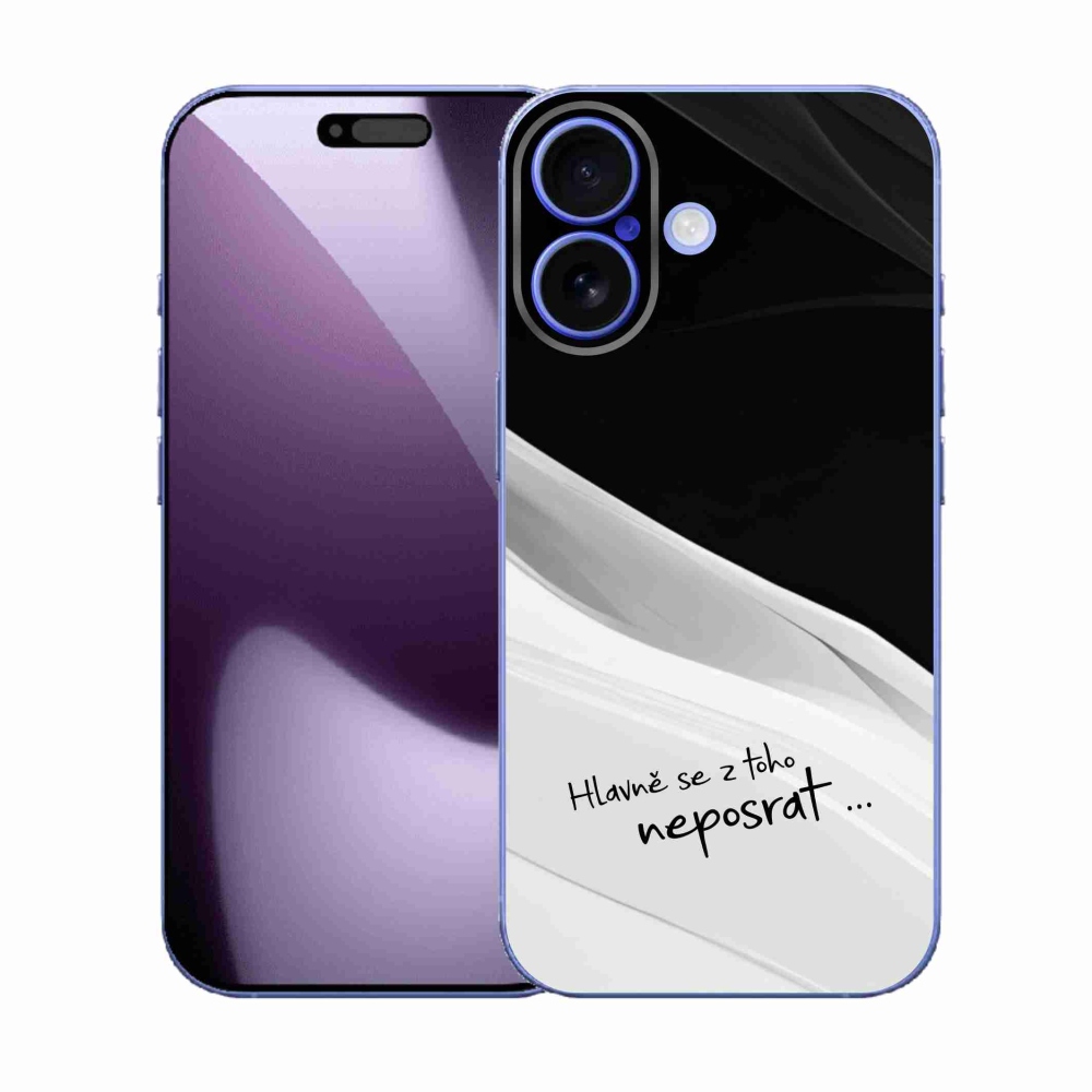 Gél borító mmCase iPhone 17 készülékhez - vicces szöveg 13 fehér és fekete háttérrel