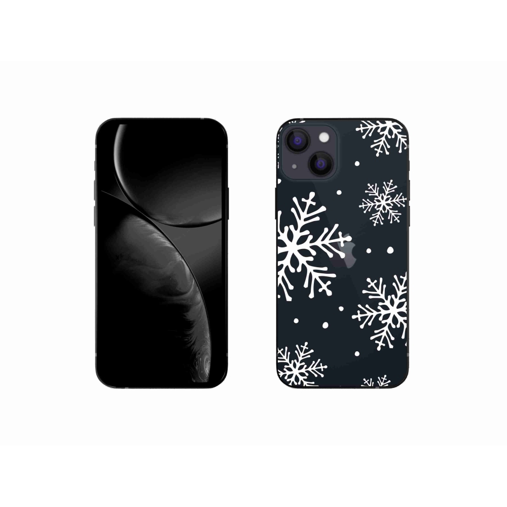 Gél borítás mmCase iPhone 13 mini 5.4 készülékhez - fehér hópelyhek átlátszó háttéren