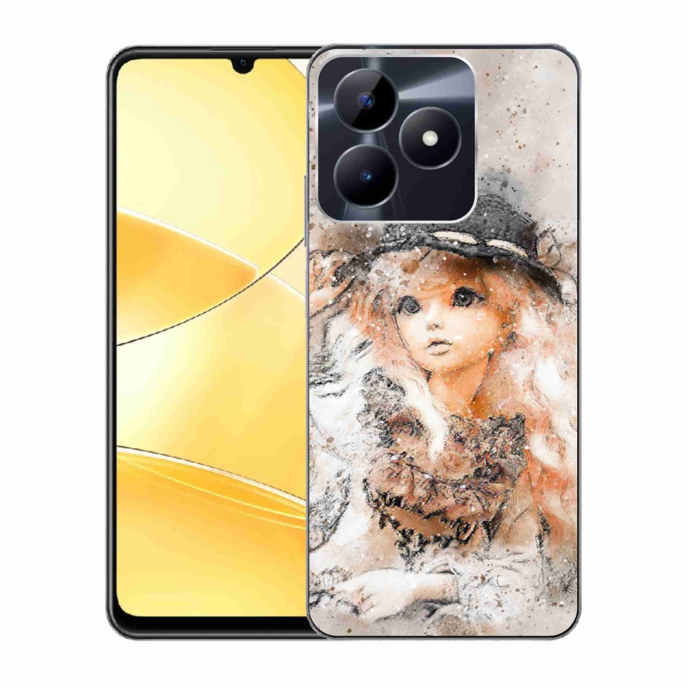 Zselés borító mmCase a Realme C51/C53 készülékhez - lány kalapban