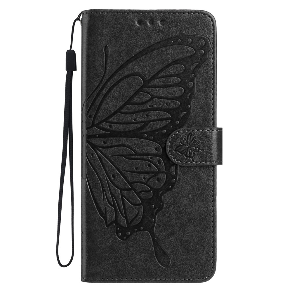 Virágos pillangó könyv tok Xiaomi Redmi A5 (171.7x77.8x8.3mm) számára - fekete