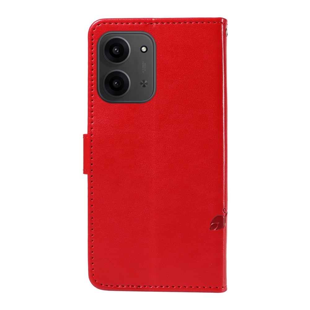 Virágok könyv tok Xiaomi Redmi 15C 4G/5G (173mm) - piros