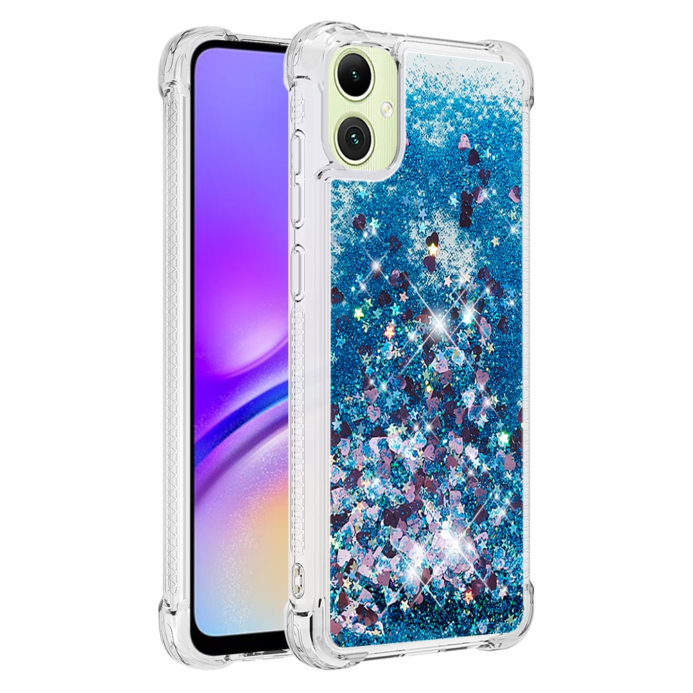 Glitter homokóra zselés tok Samsung Galaxy A07 4G - kék/szívek