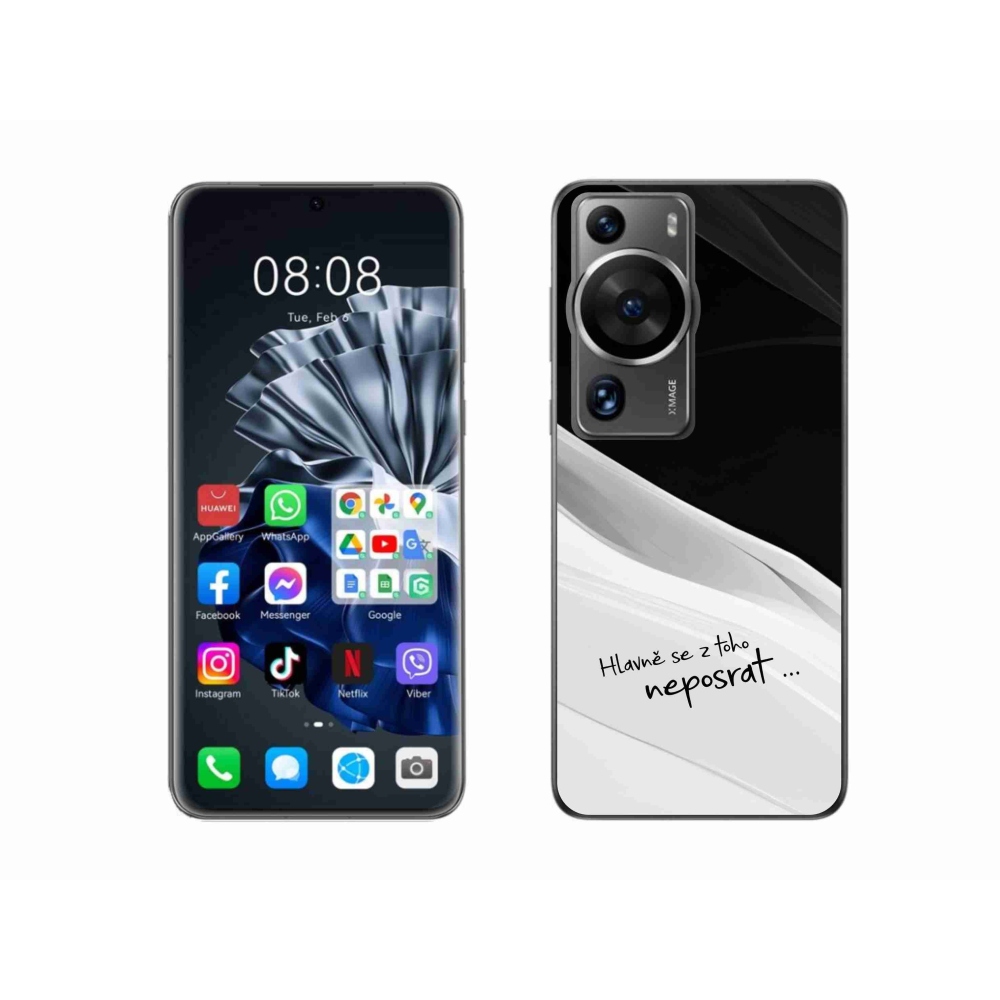 Gél borító mmCase a Huawei P60 Pro készülékhez - vicces szöveg 13 fehér és fekete háttérrel