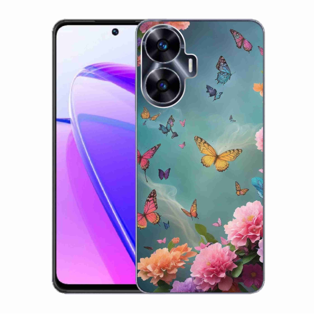 Gél borító mmCase a Realme C55 készülékhez - színes virágok és pillangók