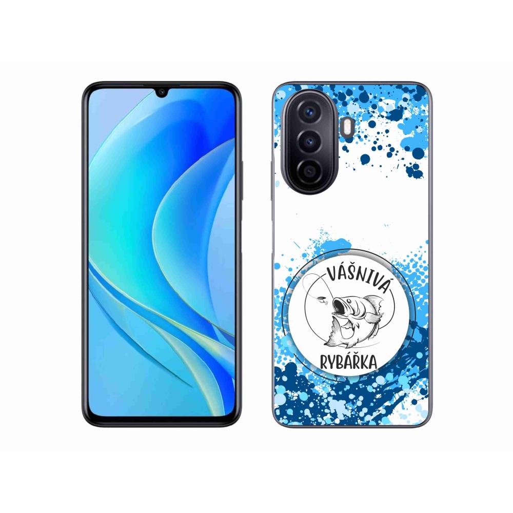 Gél borító mmCase a Huawei Nova Y70-hez - szenvedélyes halásznő fehér háttérrel