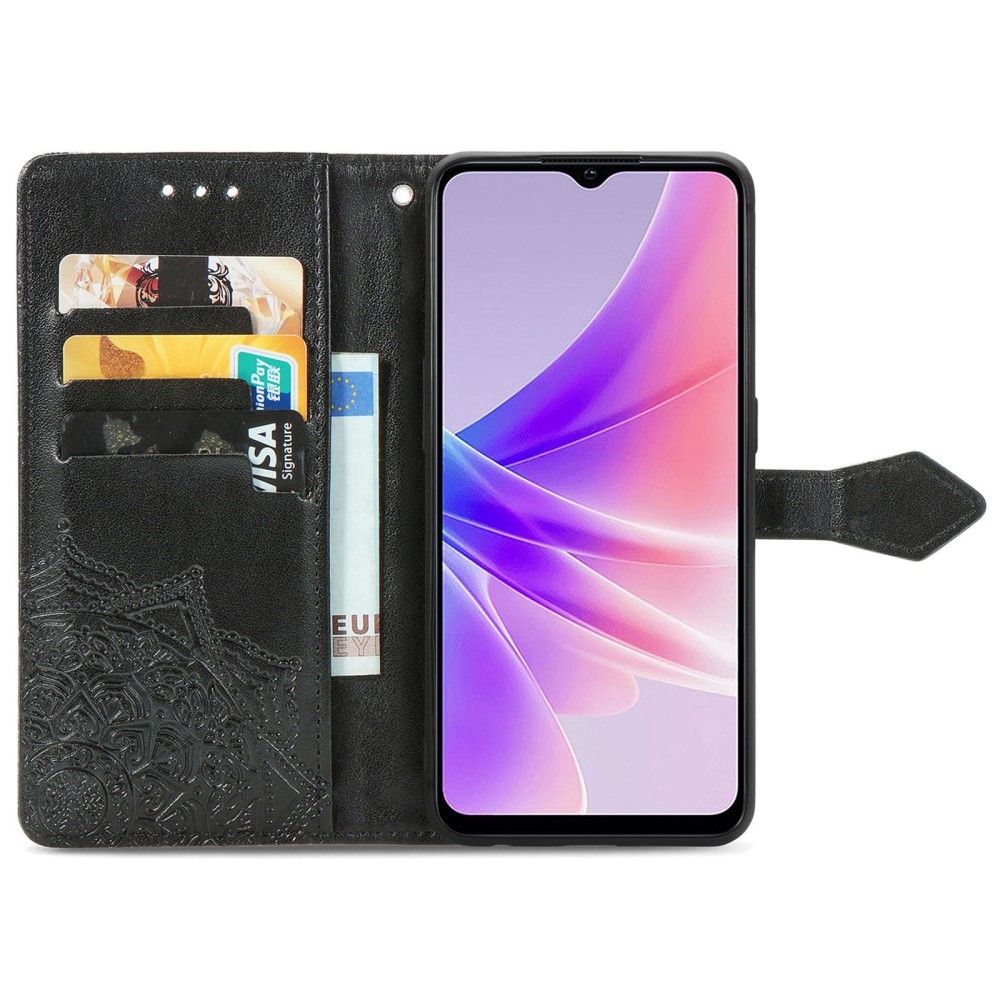 Mandala könyvtáska a Realme Narzo 50 készülékhez - fekete