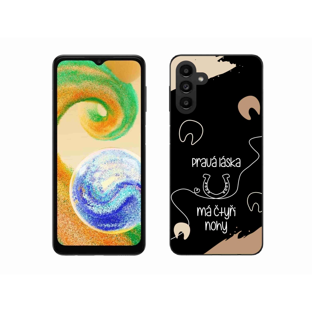 Zselés borítás mmCase Samsung Galaxy A04s (164.7x76.7x9.1mm) - ló motívum fekete háttérrel