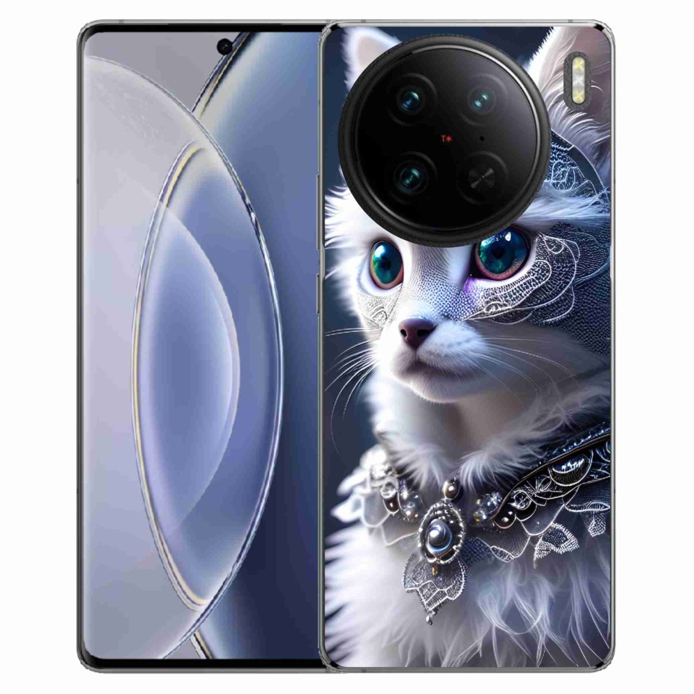 Zselés borítás mmCase a Vivo X90 Pro készülékhez - fehér macska