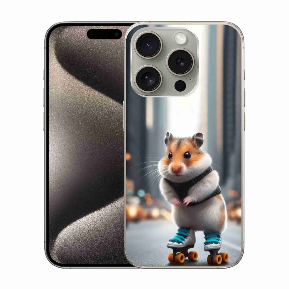 Zselés borítás mmCase iPhone 15 Pro készülékhez - hörcsög a korcsolyán