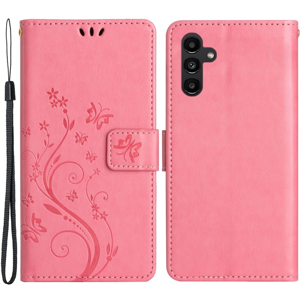 Virágok könyv tok Samsung Galaxy A05s készülékhez - rózsaszín