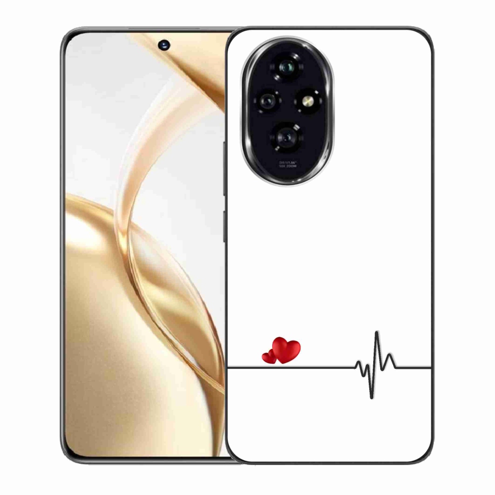 Gél borító mmCase a Honor 200 5G készülékhez - szív és szívverés fehér háttérrel