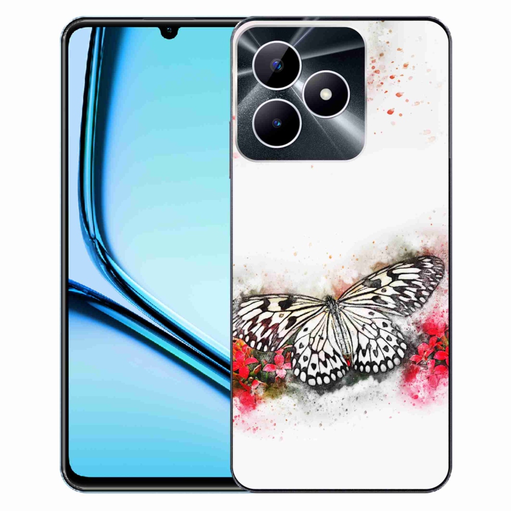 Zselés borító mmCase a Realme Note 50 készülékhez - fekete-fehér pillangó