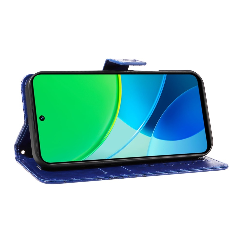 Nagy pillangó könyvtáska Vivo Y19s készülékhez - kék