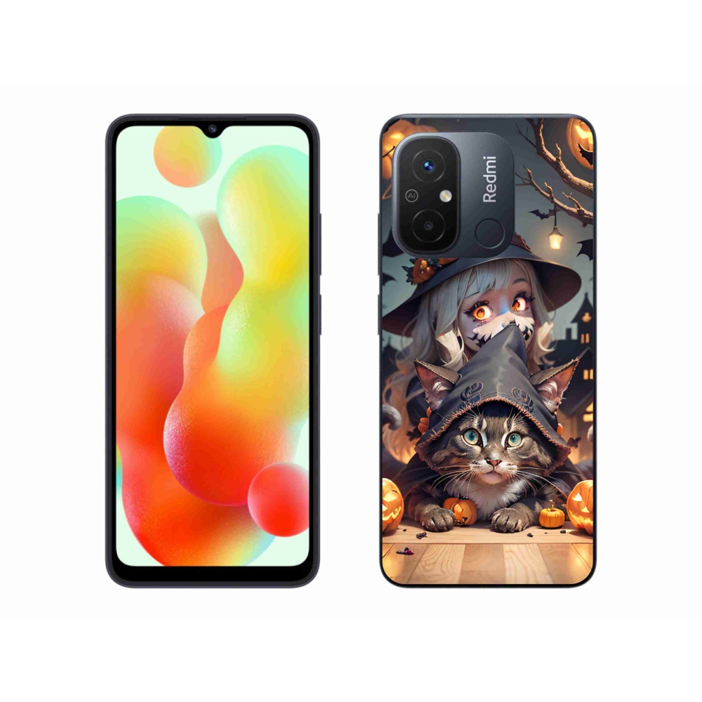 Gél borítás mmCase a Xiaomi Redmi 12C-hez - boszorkány macskával