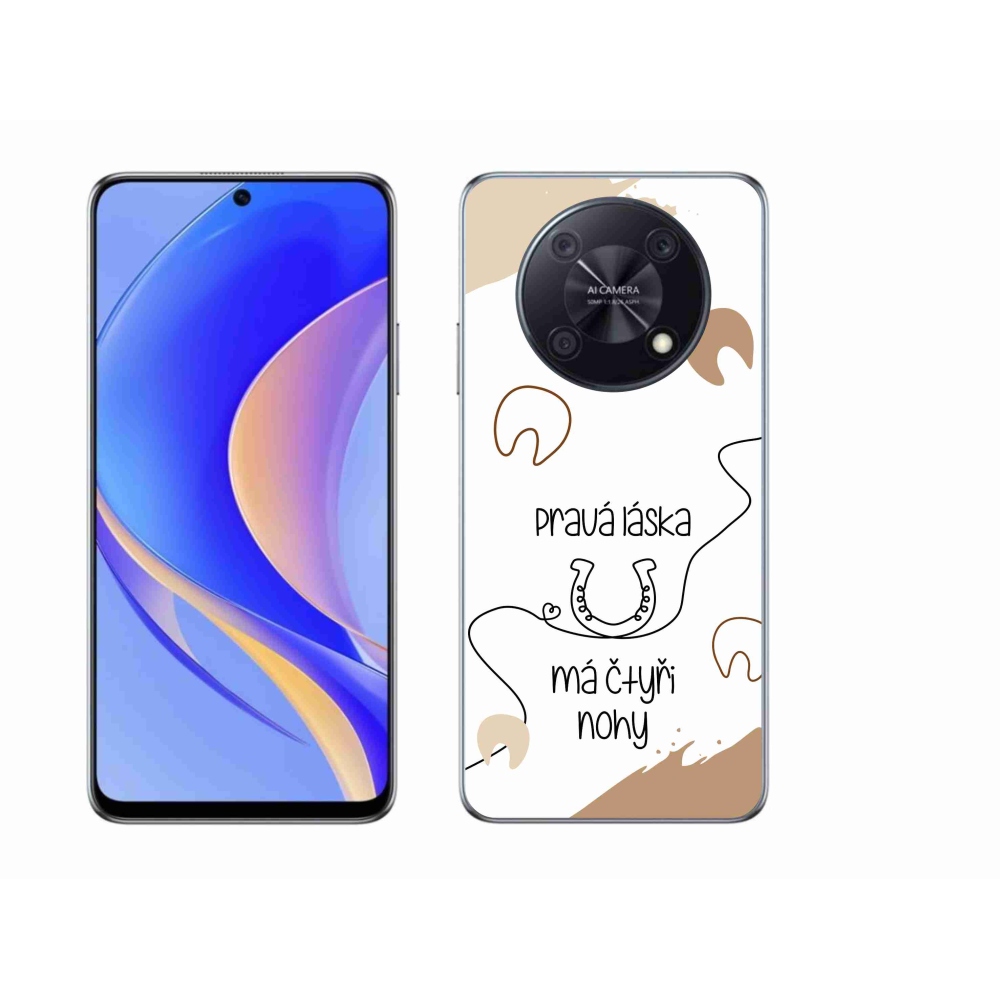 Gél borító mmCase a Huawei Nova Y90 készülékhez - ló motívum fehér háttérrel