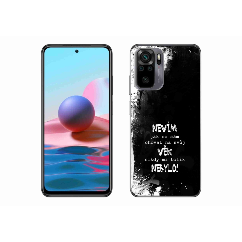 Gél borító mmCase a Xiaomi Redmi Note 10 4G-hez - vicces szöveg 14 fekete háttérrel