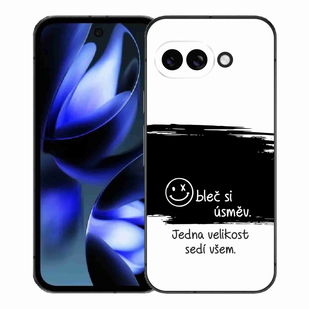 Gél borító mmCase a Google Pixel 9a számára - vicces szöveg 8 fekete és fehér háttérrel