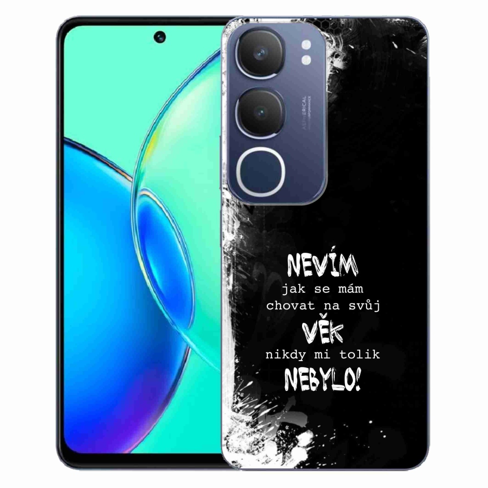 Gél borító mmCase a Vivo Y19s készülékhez - vicces szöveg 14 fekete háttér