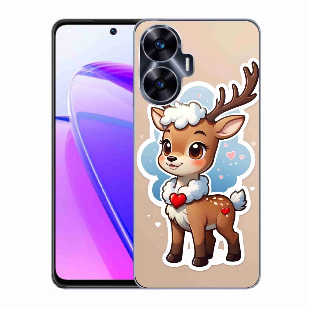 Zselés borító mmCase a Realme C55 készülékhez - rajzfilm rénszarvas