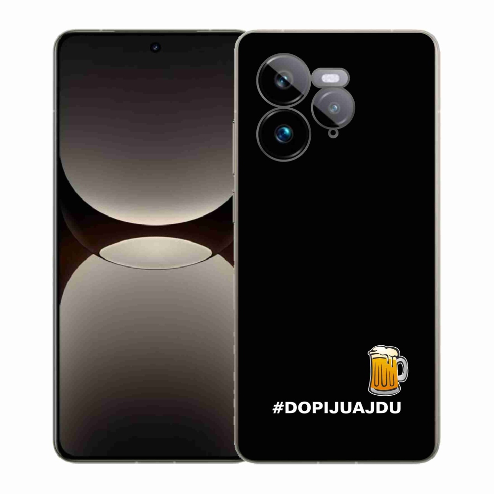 Gél borítás mmCase a Realme GT 7 Pro 5G számára - sör motívum 1 fekete háttér