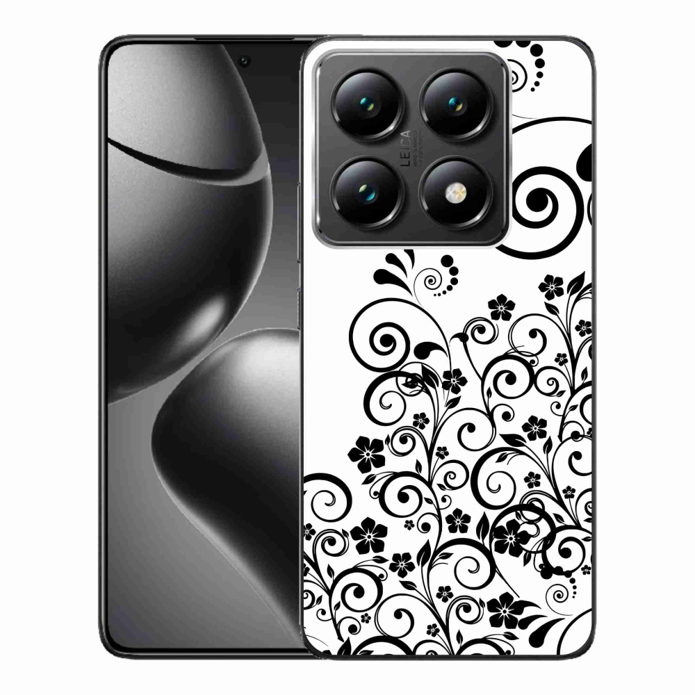 Gél borítás mmCase a Xiaomi 14T Pro számára - fekete és fehér virágminták