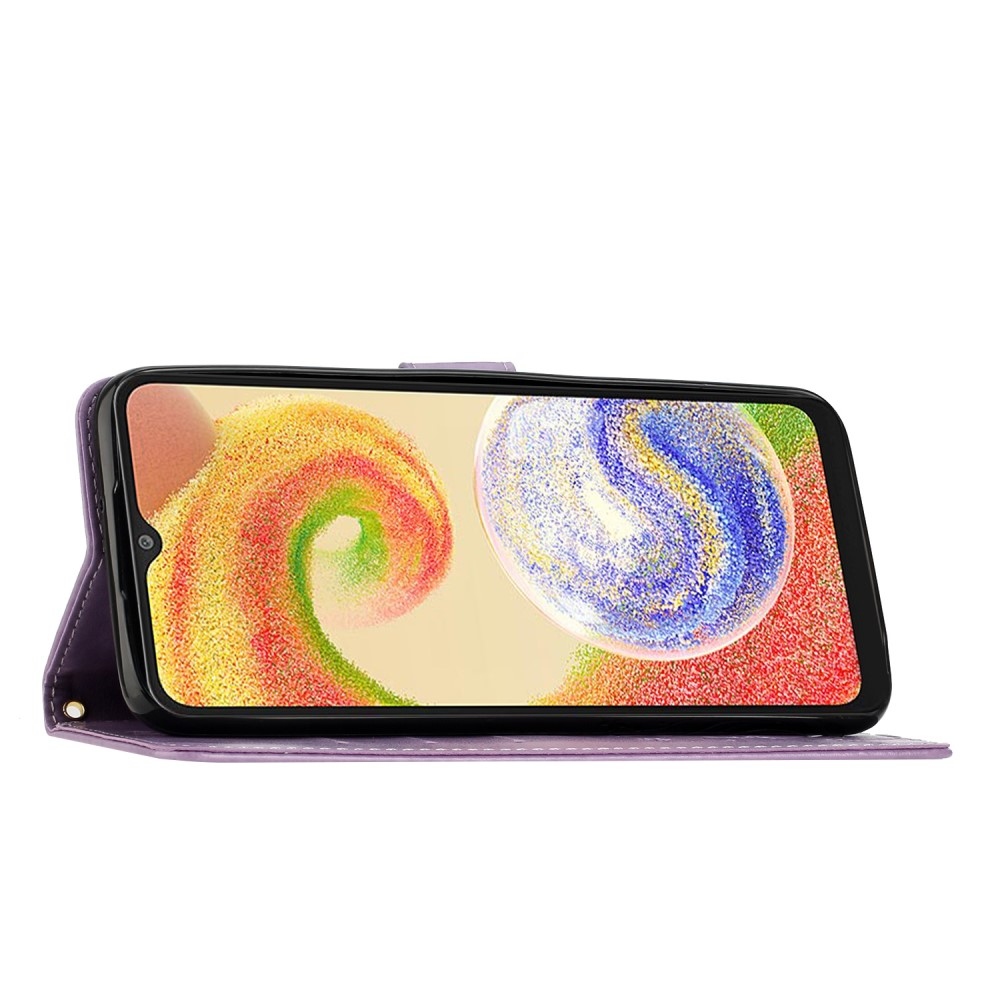 Virágok könyv tok Samsung Galaxy A06 4G-hez - világos lila