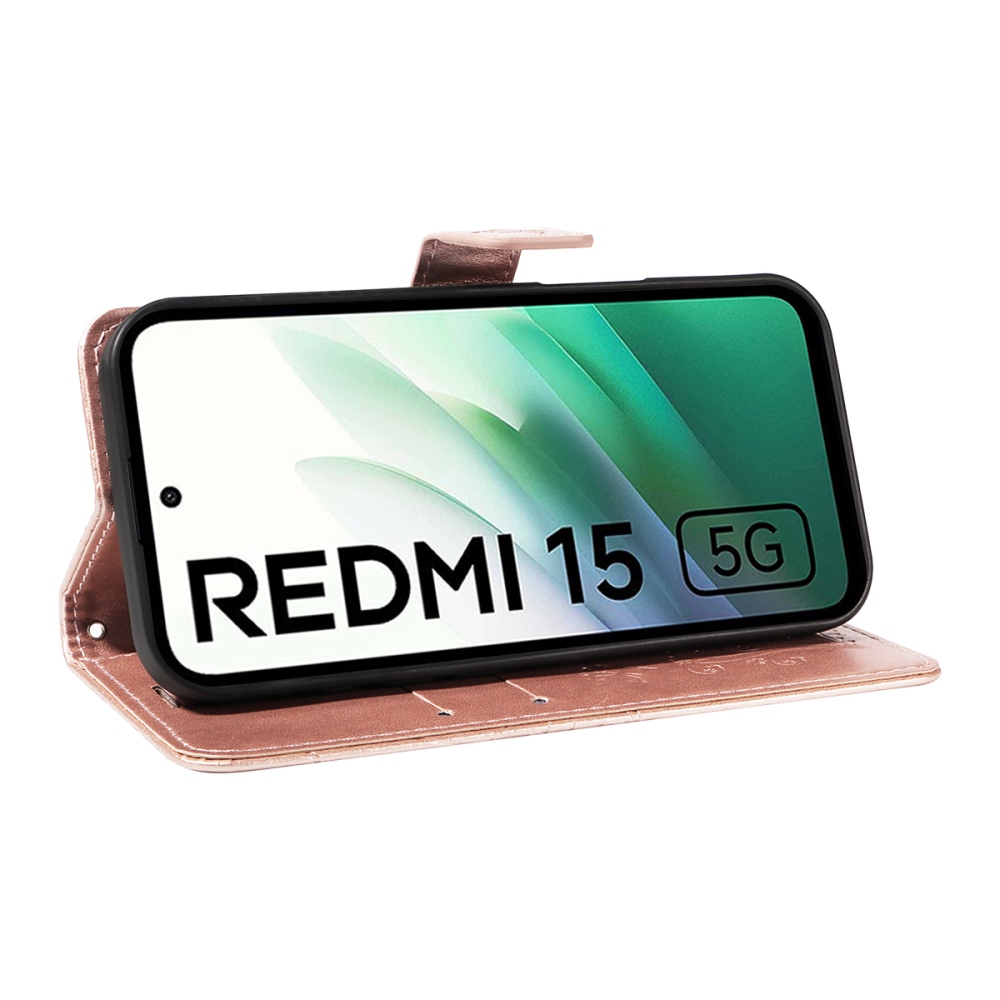 Nagy pillangó könyv tok Xiaomi Redmi 15 4G (171mm) - rózsaarany