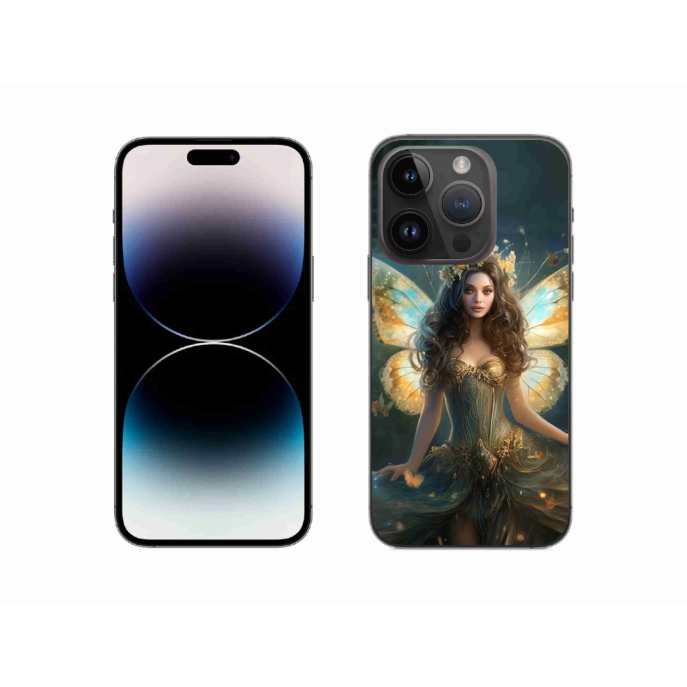 Zselés borítás mmCase iPhone 14 Pro készülékhez - pillangó nő